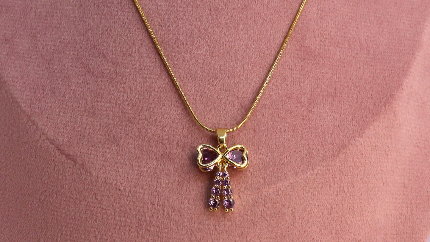 Lavender bow Necklace