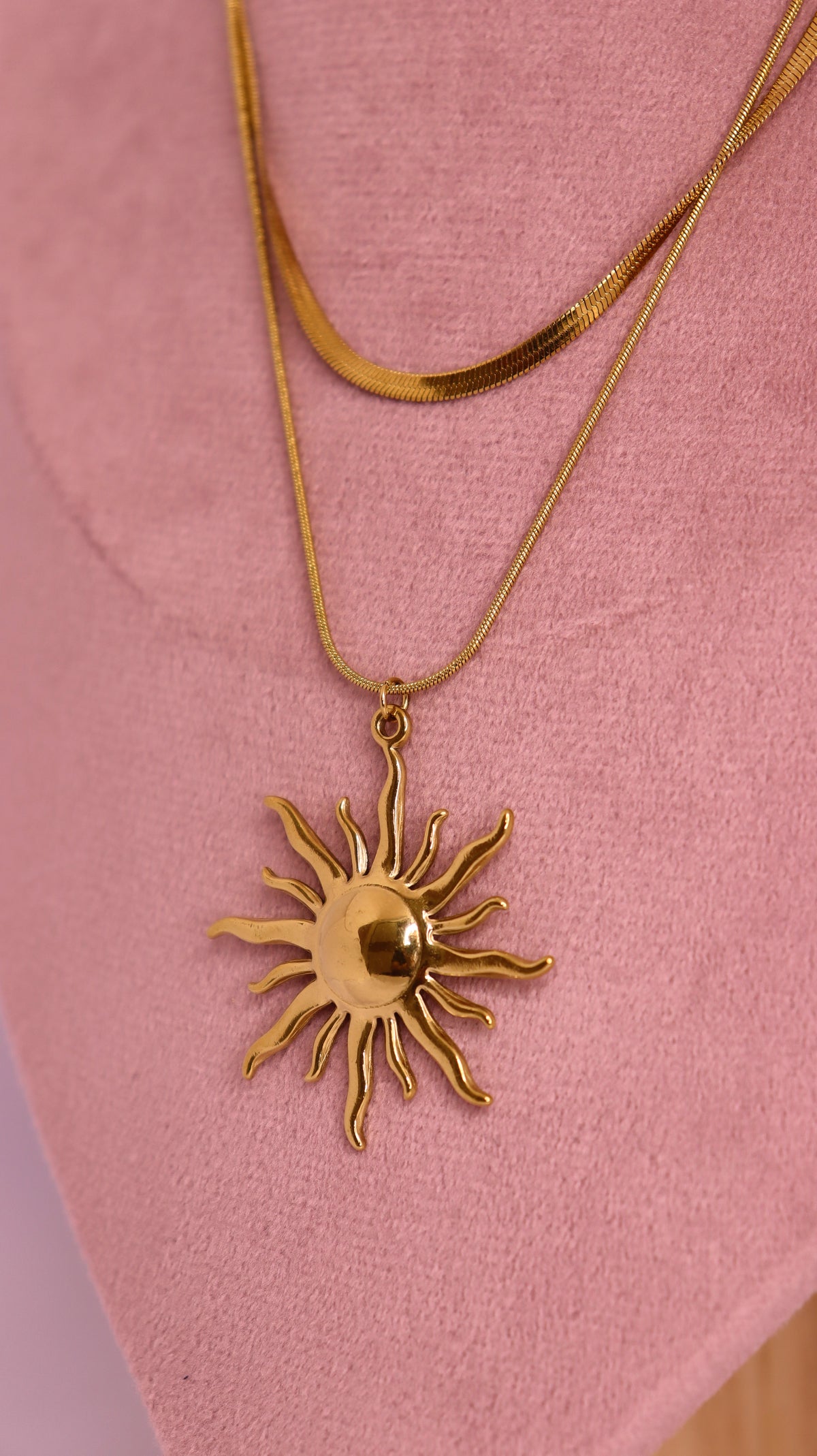 Golden Sunburst Necklace Stack (Set of 2 Necklaces)