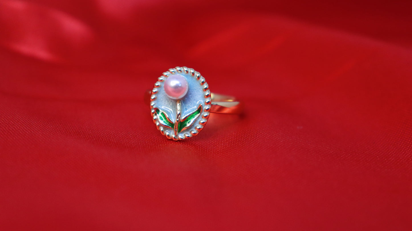 Blossom Pearl & Enamel Ring