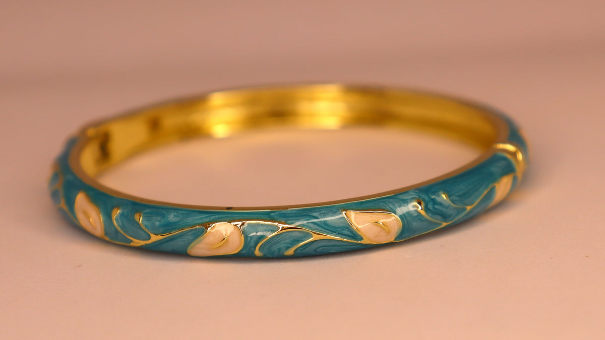Aqua Floral Grace Bracelet - Set of 2