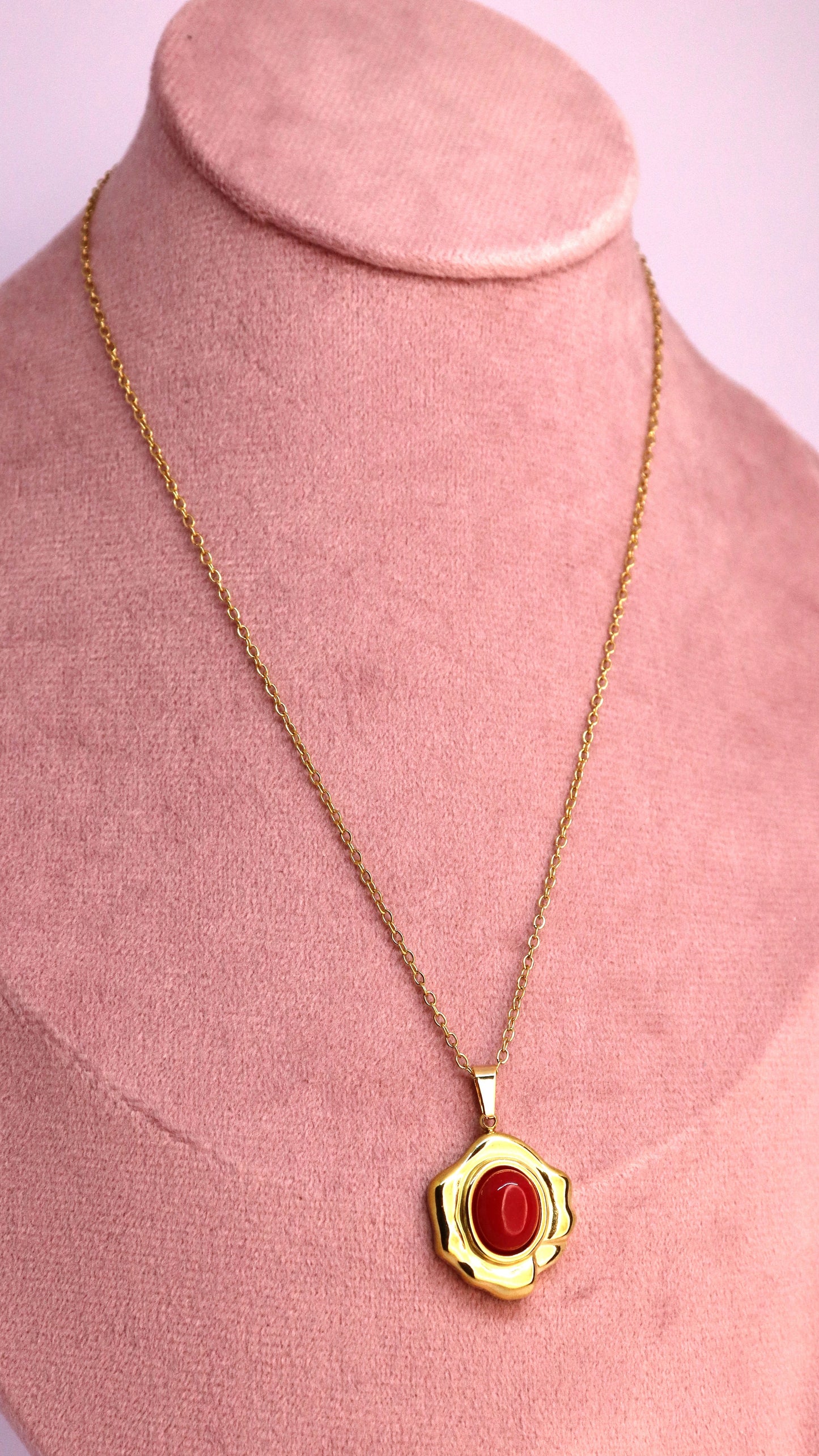 Red Aura Stone Necklace