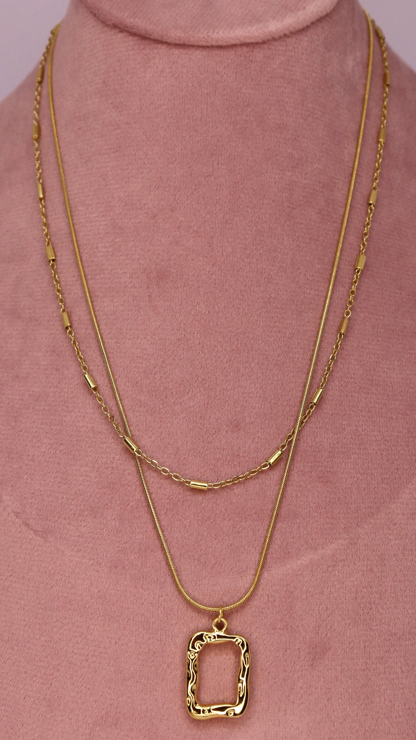 Golden Frame Layered Necklace