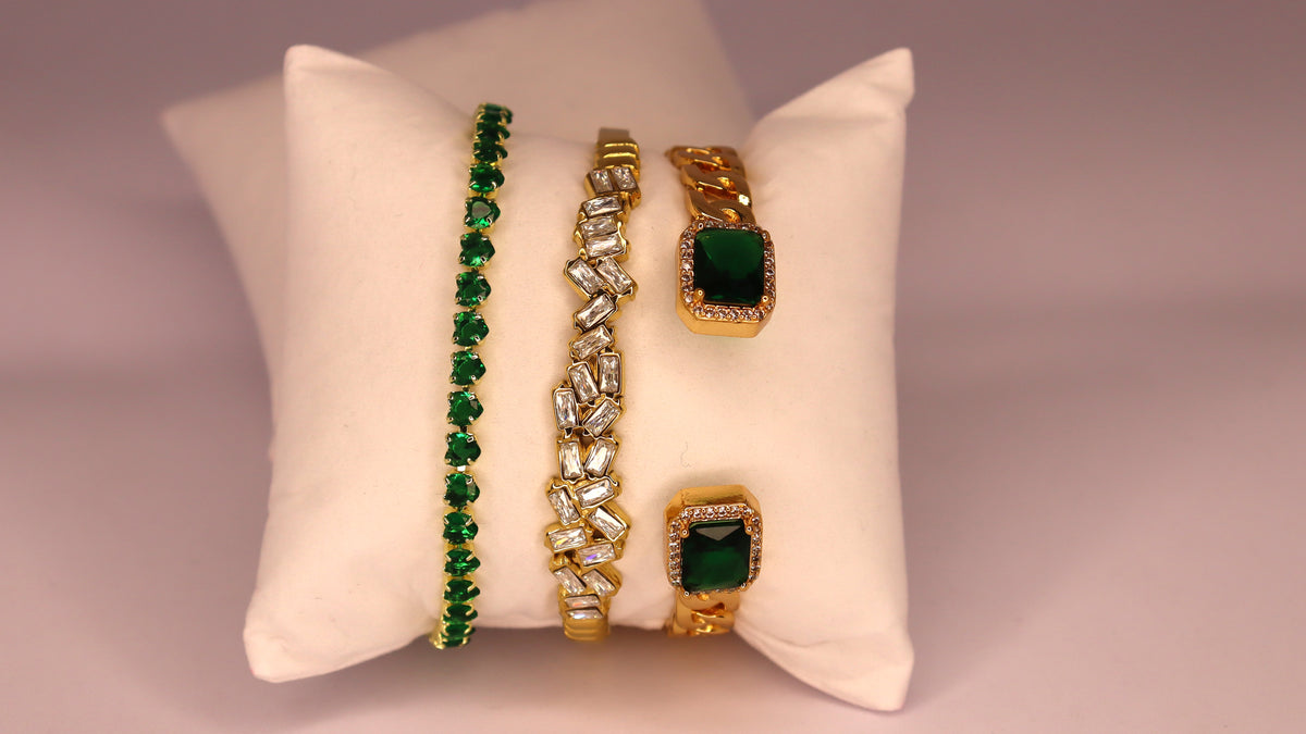 Emerald Radiance Stack ( Set of 3 Bracelets )