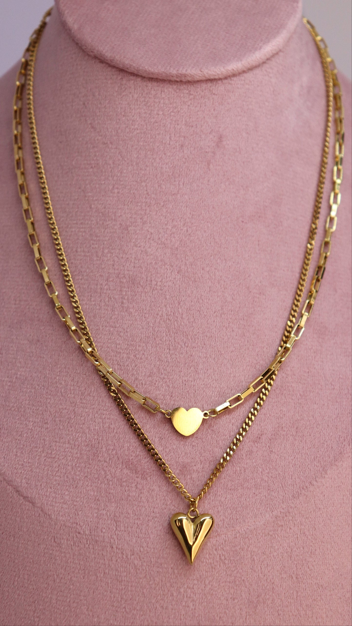 Double Heart Layered Necklace