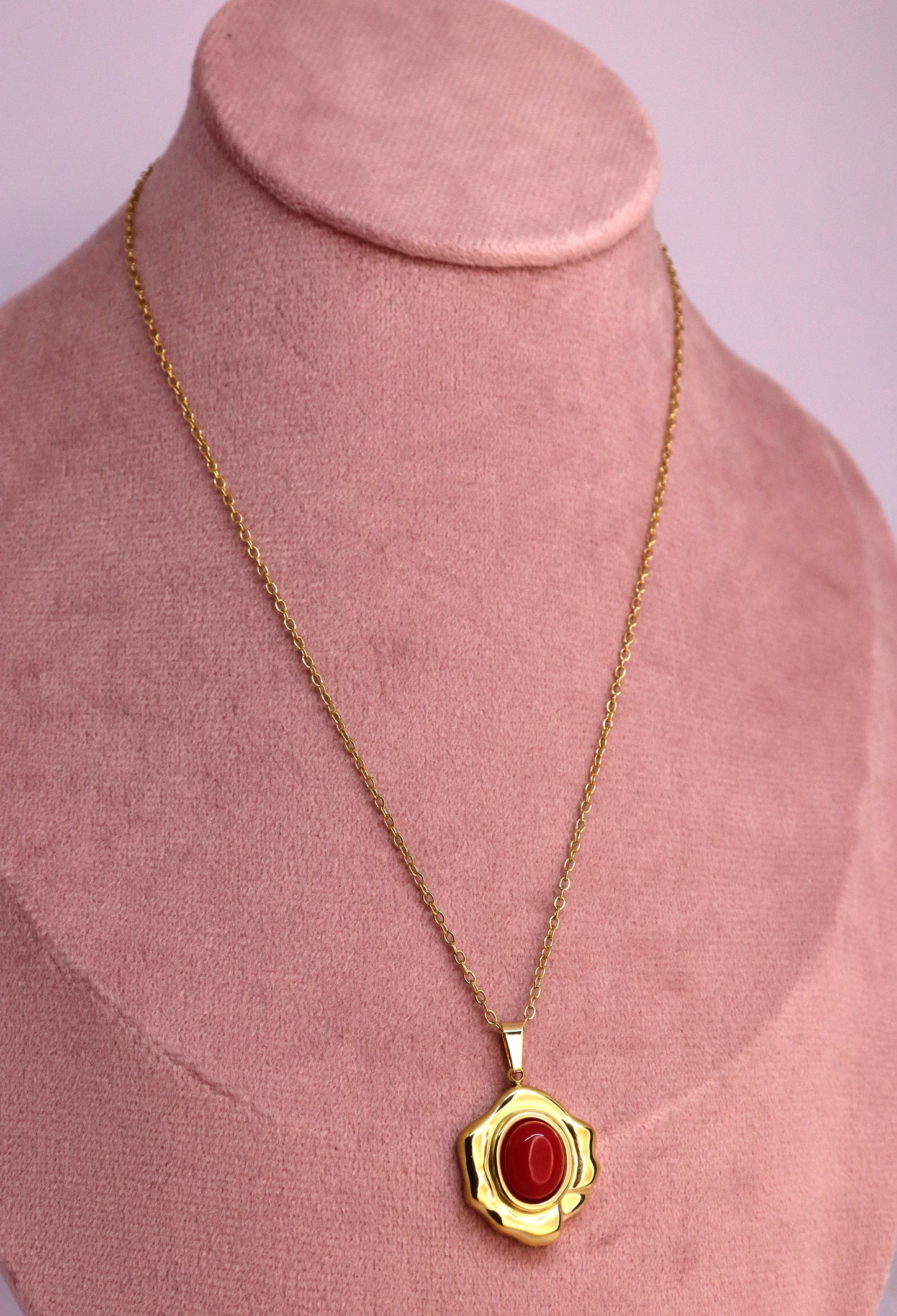 Red Aura Stone Necklace