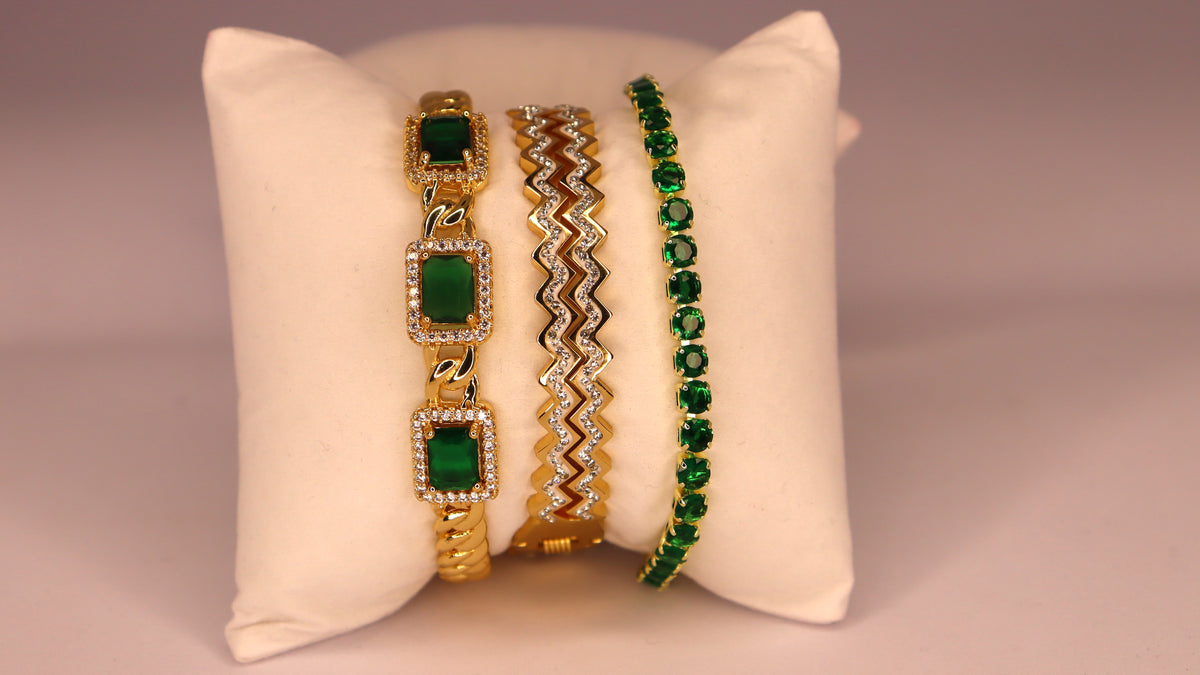 Verdant Glam Stack ( Set of 3 Bracelets )