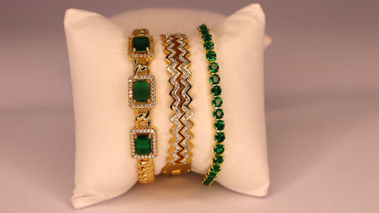 Verdant Glam Stack ( Set of 3 Bracelets )