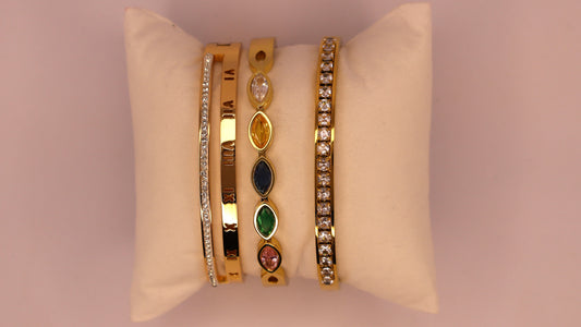 Gemstone Elegance Stack ( Set of 3 Bracelets )