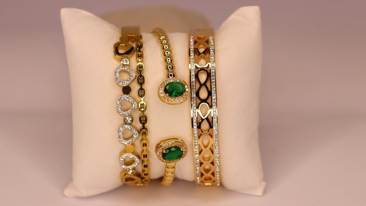 Emerald Royale Stack ( Set of 3 Bracelets )