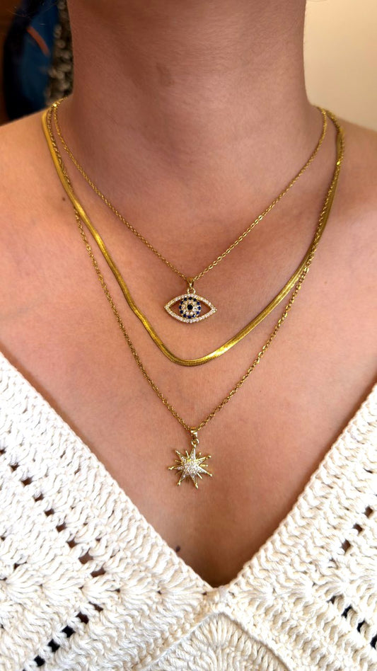 Evil Eye Glow Necklace Stack (Set of 2 Necklaces)
