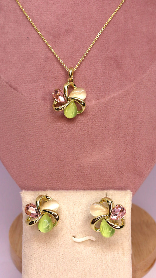 Pastel Bloom Stone Necklace Set