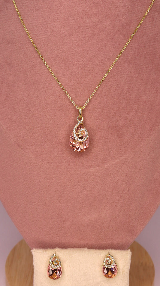 Rose Glow Stone Necklace Set
