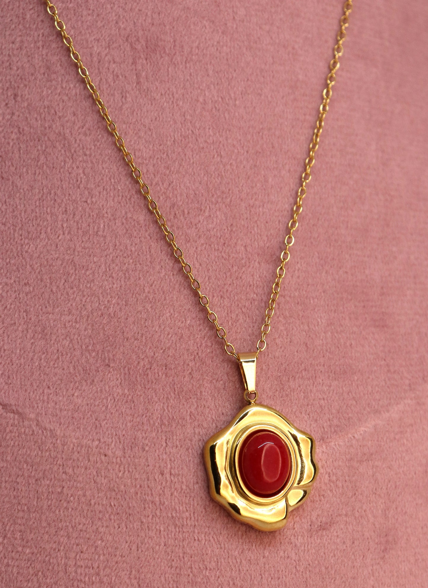 Red Aura Stone Necklace
