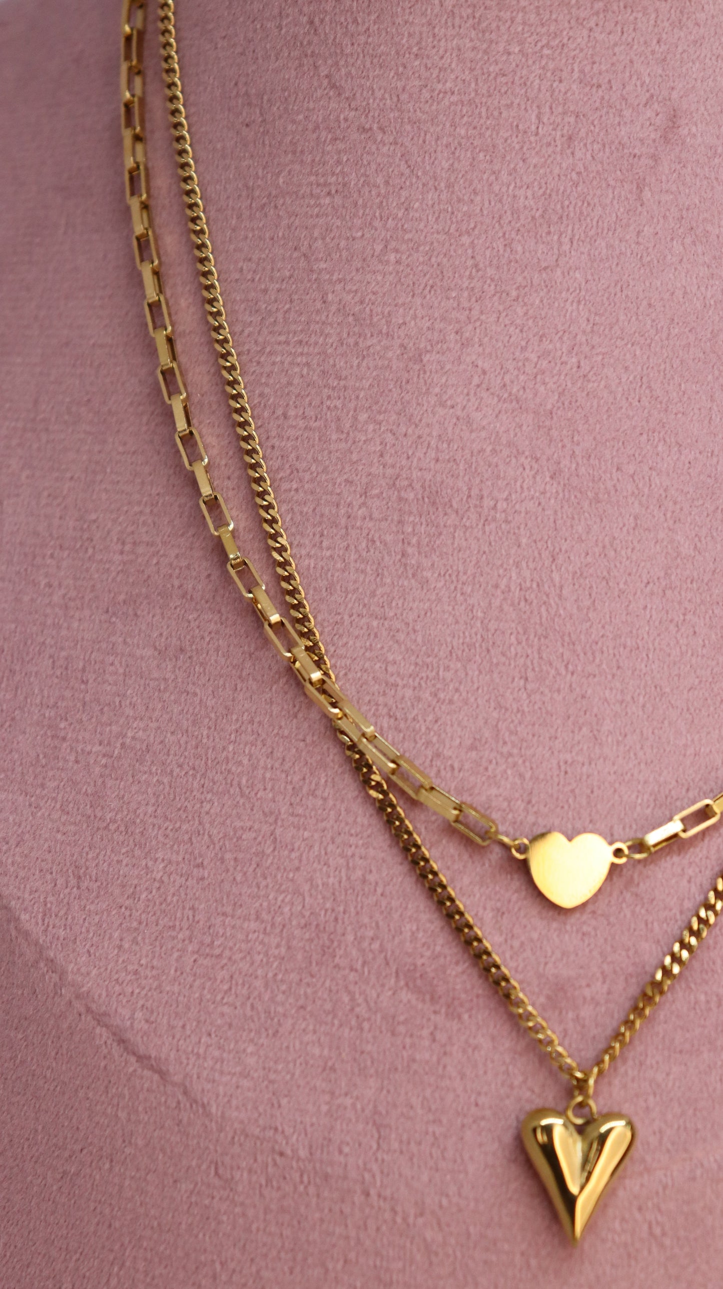 Double Heart Layered Necklace