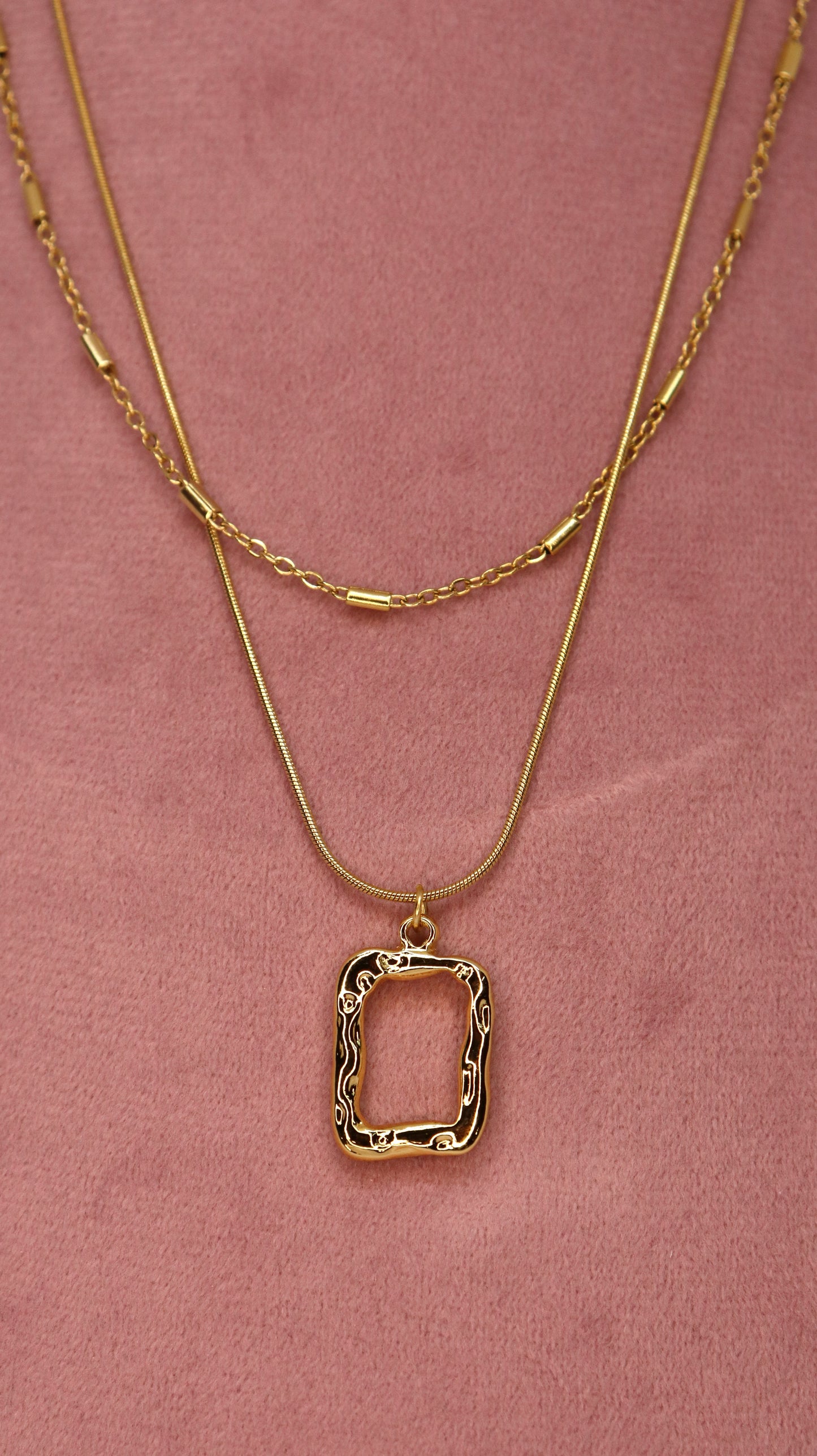 Golden Frame Layered Necklace