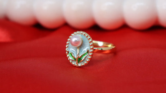 Blossom Pearl & Enamel Ring