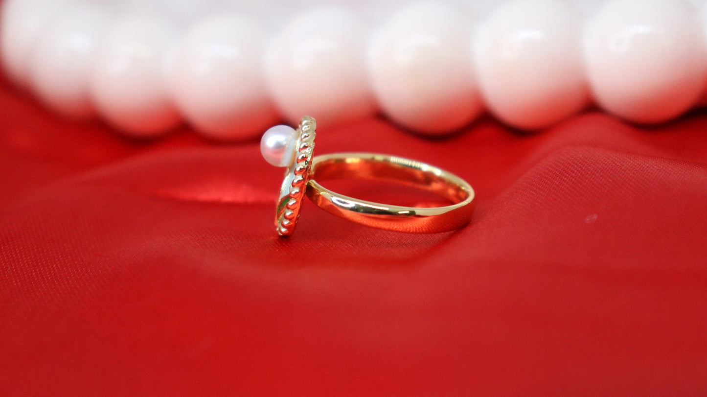 Blossom Pearl & Enamel Ring