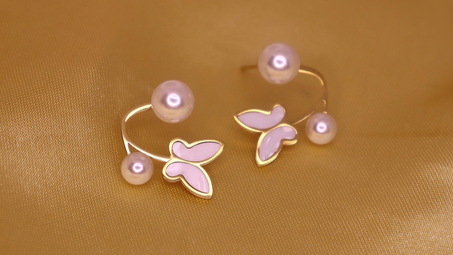 Butterfly Pearl & Enamel Earring