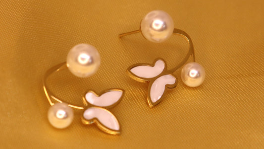 Butterfly Pearl & Enamel Earring