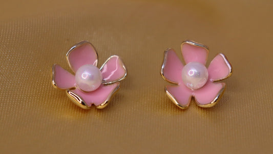 Pink Enamel Earring