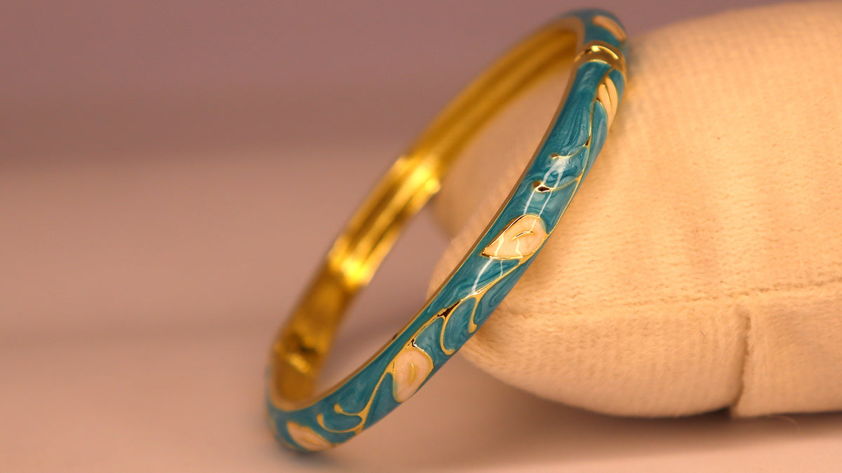 Aqua Floral Grace Bracelet - Set of 2