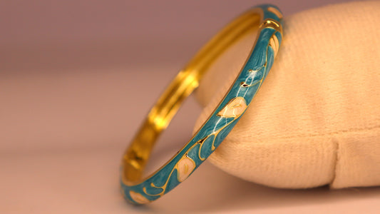 Aqua Floral Grace Bracelet - Set of 2
