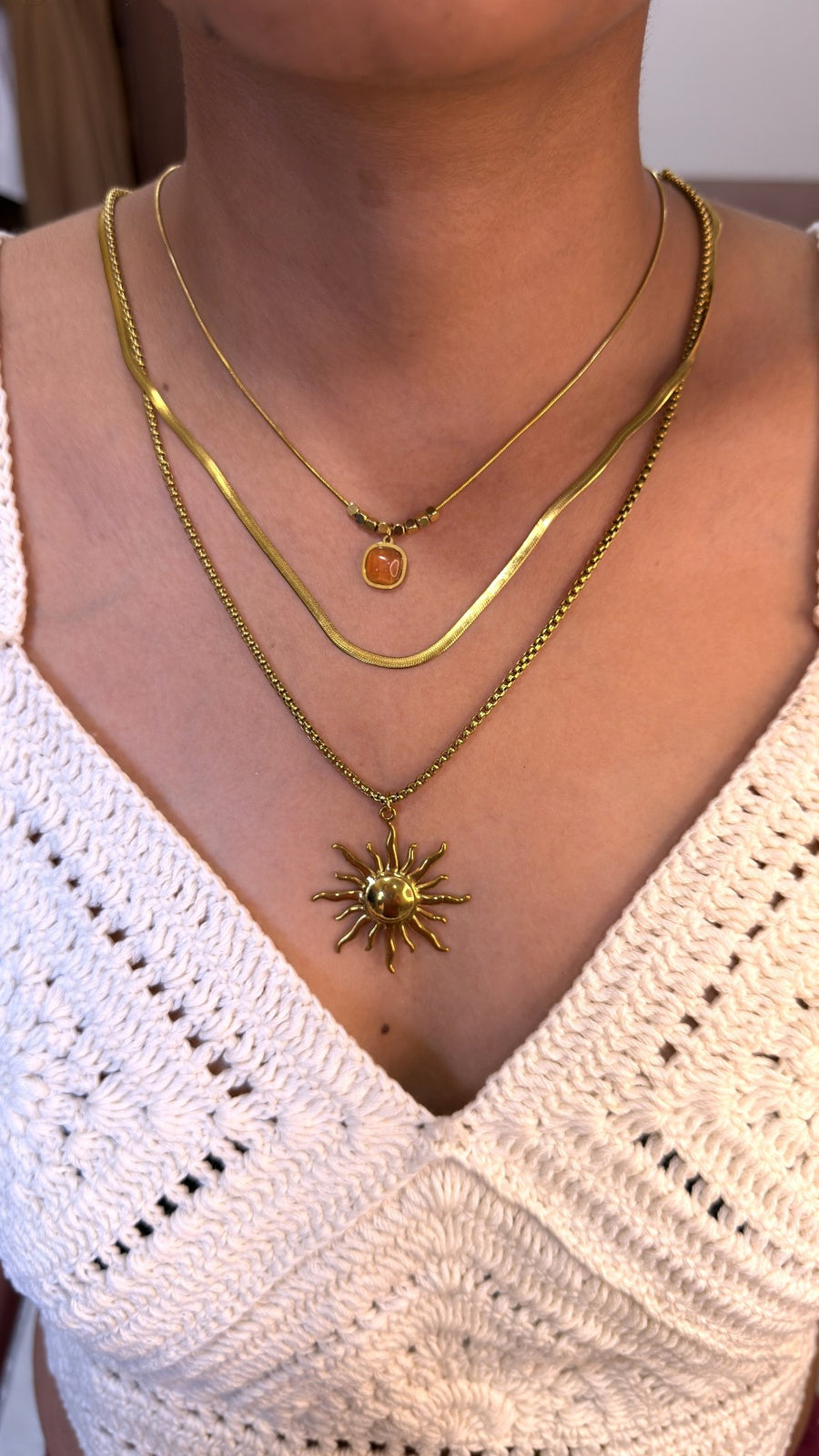 Golden Sunburst Necklace Stack (Set of 2 Necklaces)